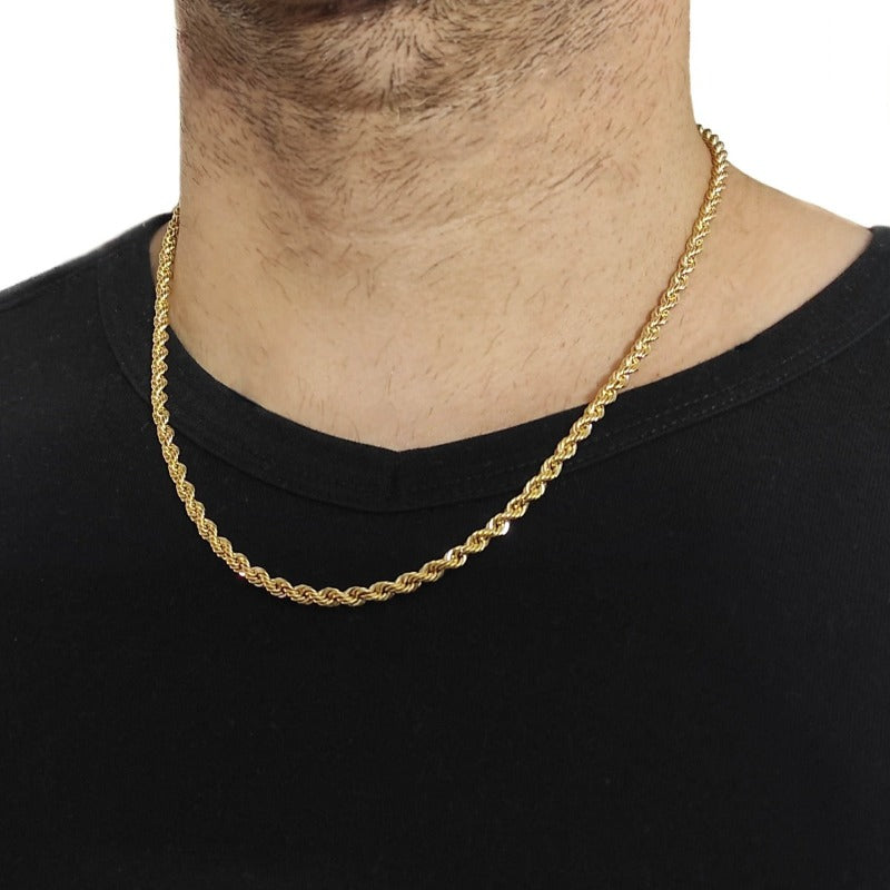 Cordón de oro de ley para hombre 18k de 50cm de largo cuello