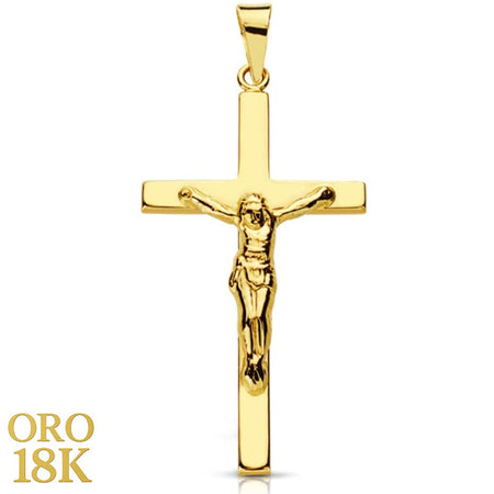 Crucifijo de oro de 18 quilates liso con la figura de Cristo