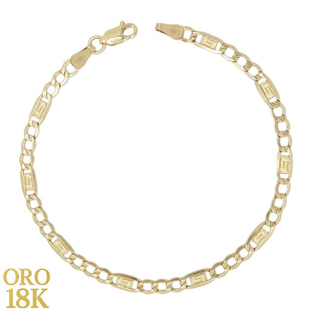 Pulsera de oro de 18k de eslabón greca italiana