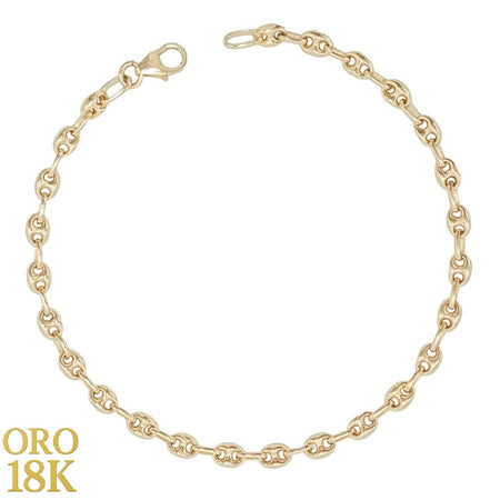 Pulsera fina de oro de 18k de eslabon calabrote para mujer