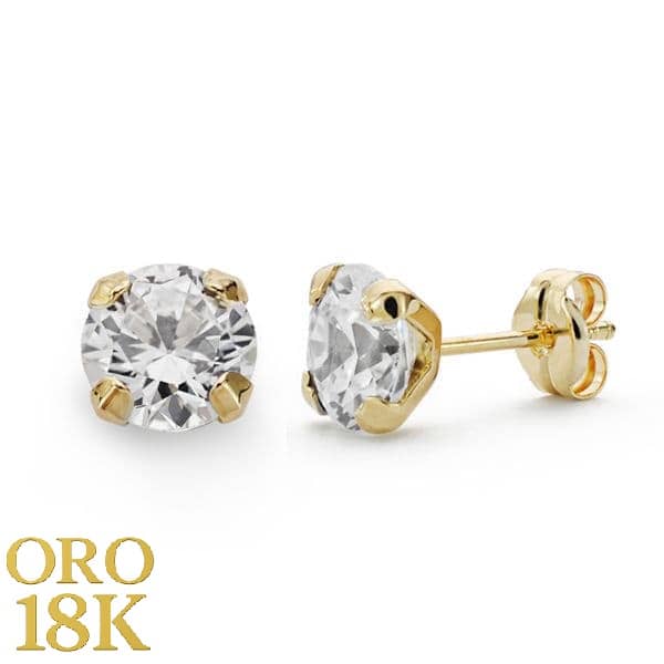 Pendientes de oro de 18k tipo solitario con circonita