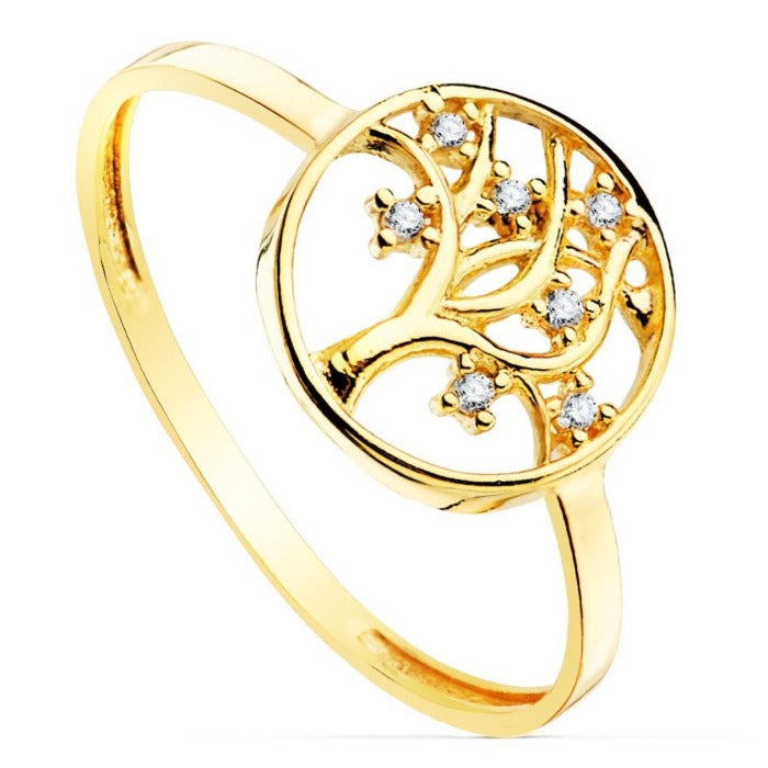 Anillo de oro de 18k con el árbol de la vida calado