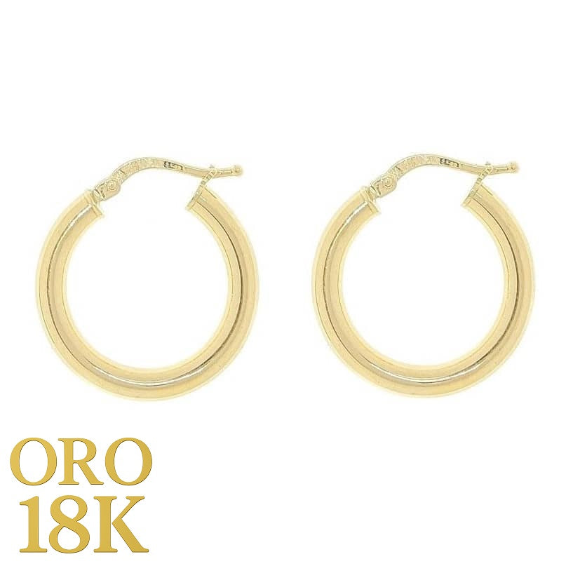 Pareja de aros de oro de 18k lisos de 3 x 20 mm