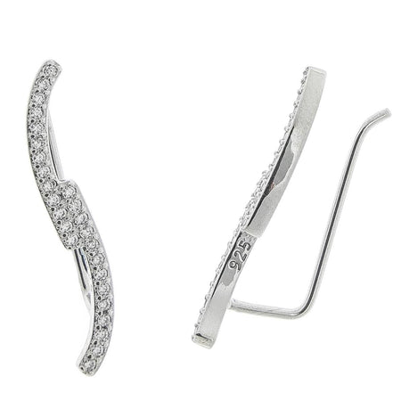 Pendientes trepadores de plata de ley con circonitas
