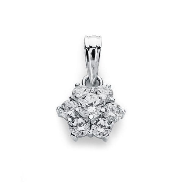 Colgante de oro blanco 18k cuajado de circonitas