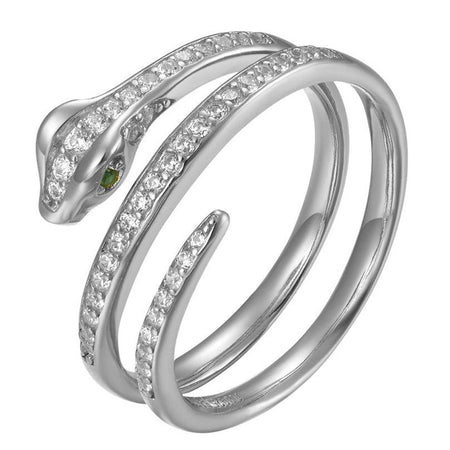Anillo de plata de ley de serpiente con circonitas
