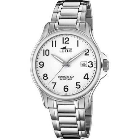 Reloj Lotus de acero con esfera blanca para mujer