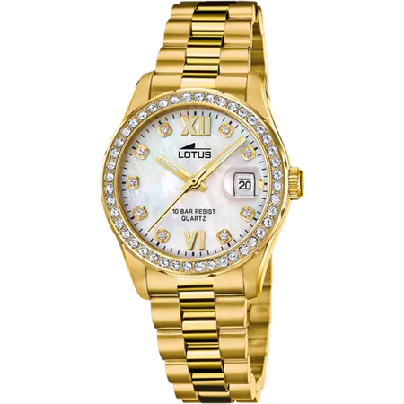 Reloj Lotus Freedom dorado con esfera blanca