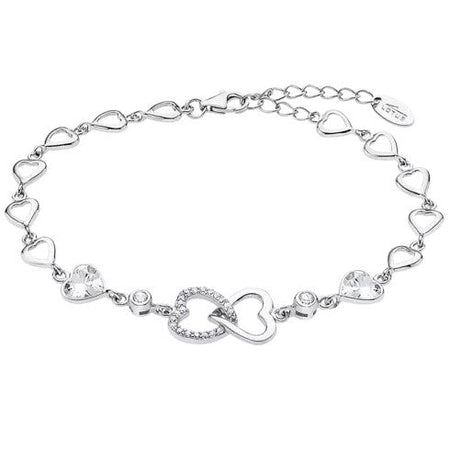Pulsera de plata de ley Lotus Silver con corazones