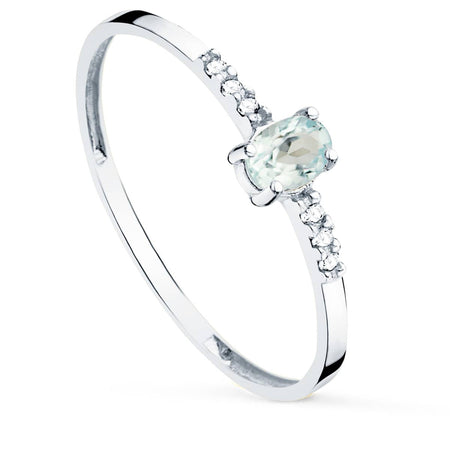 Anillo de oro blanco 18k con aguamarina y diamantes