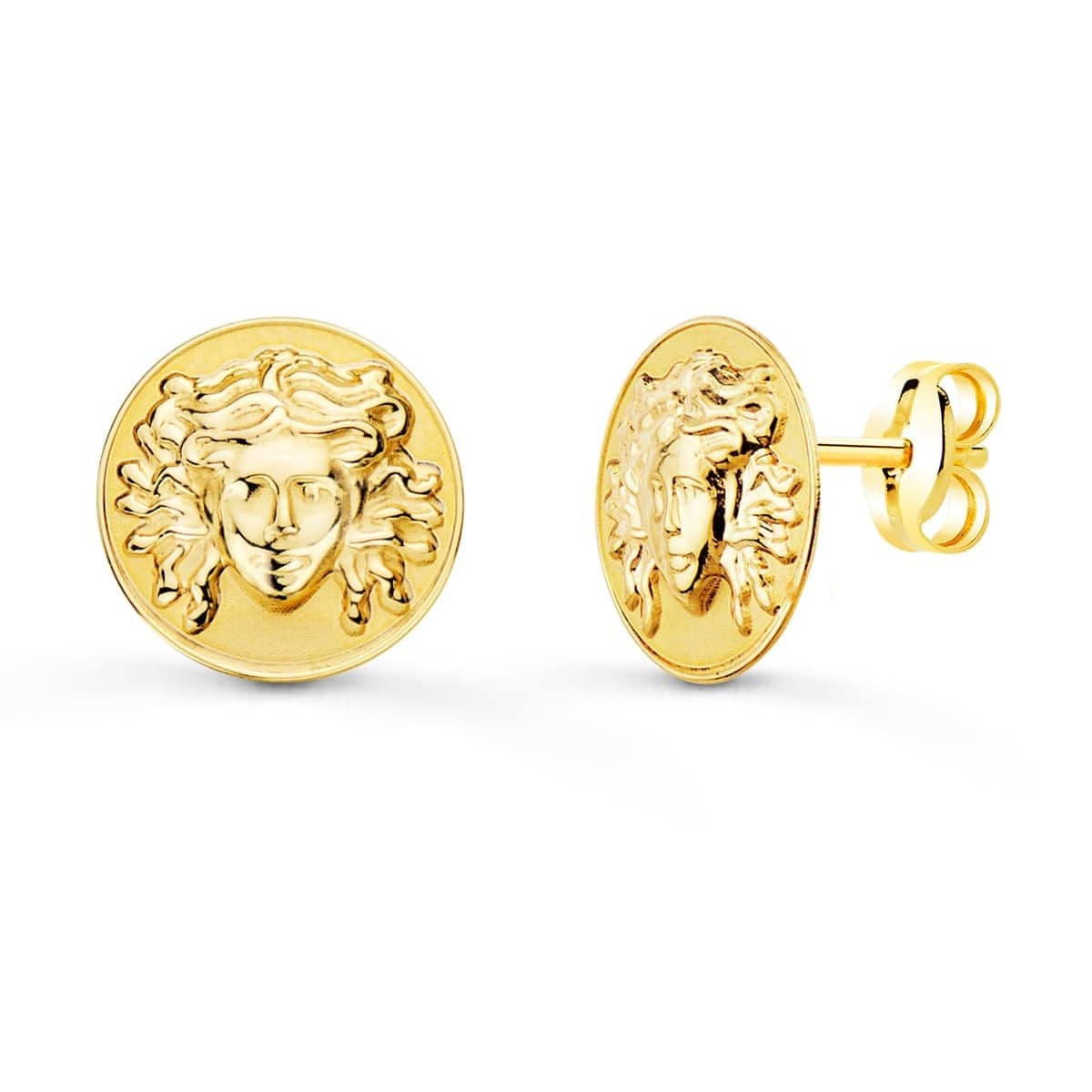 Pendientes de oro 18k con medusa para hombre