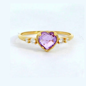 Anillo oro 18 quilates amatista corazón 6x6 mm - vista lateral