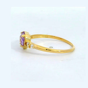 Anillo oro 18 quilates amatista corazón 6x6 mm - detalle de la piedra