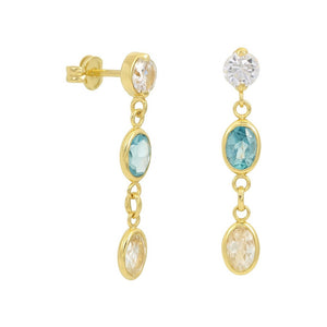 Pendientes oro 18 quilates agua marina 24 mm - vista frontal