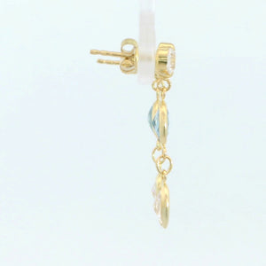 Pendientes oro 18 quilates agua marina 24 mm - vista lateral