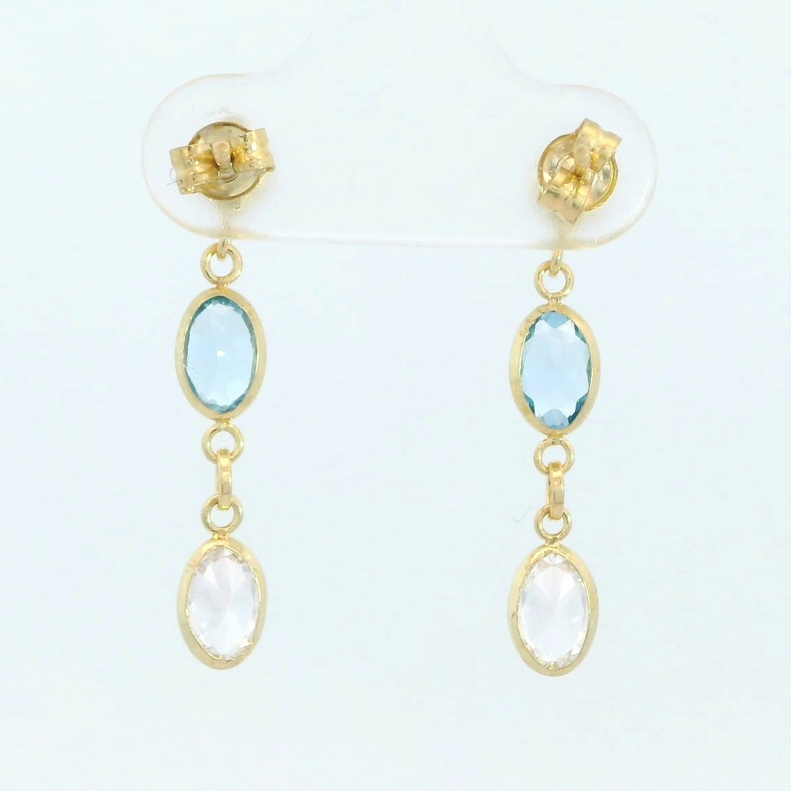 Pendientes oro 18 quilates agua marina 24 mm - detalle de la piedra