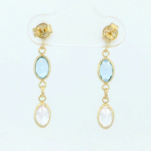 Pendientes oro 18 quilates agua marina 24 mm - detalle de la piedra