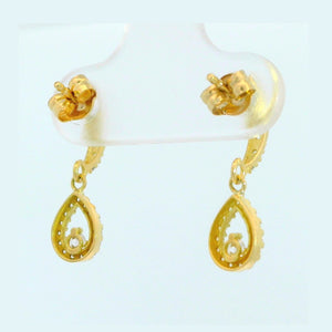 Pendientes oro 18 quilates pera circonitas 18 mm - detalle del cierre