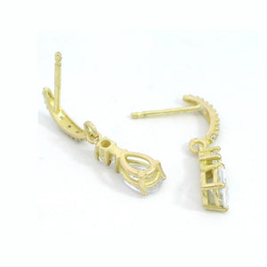 Pendientes oro 18 quilates largos circonitas 18 mm - vista lateral