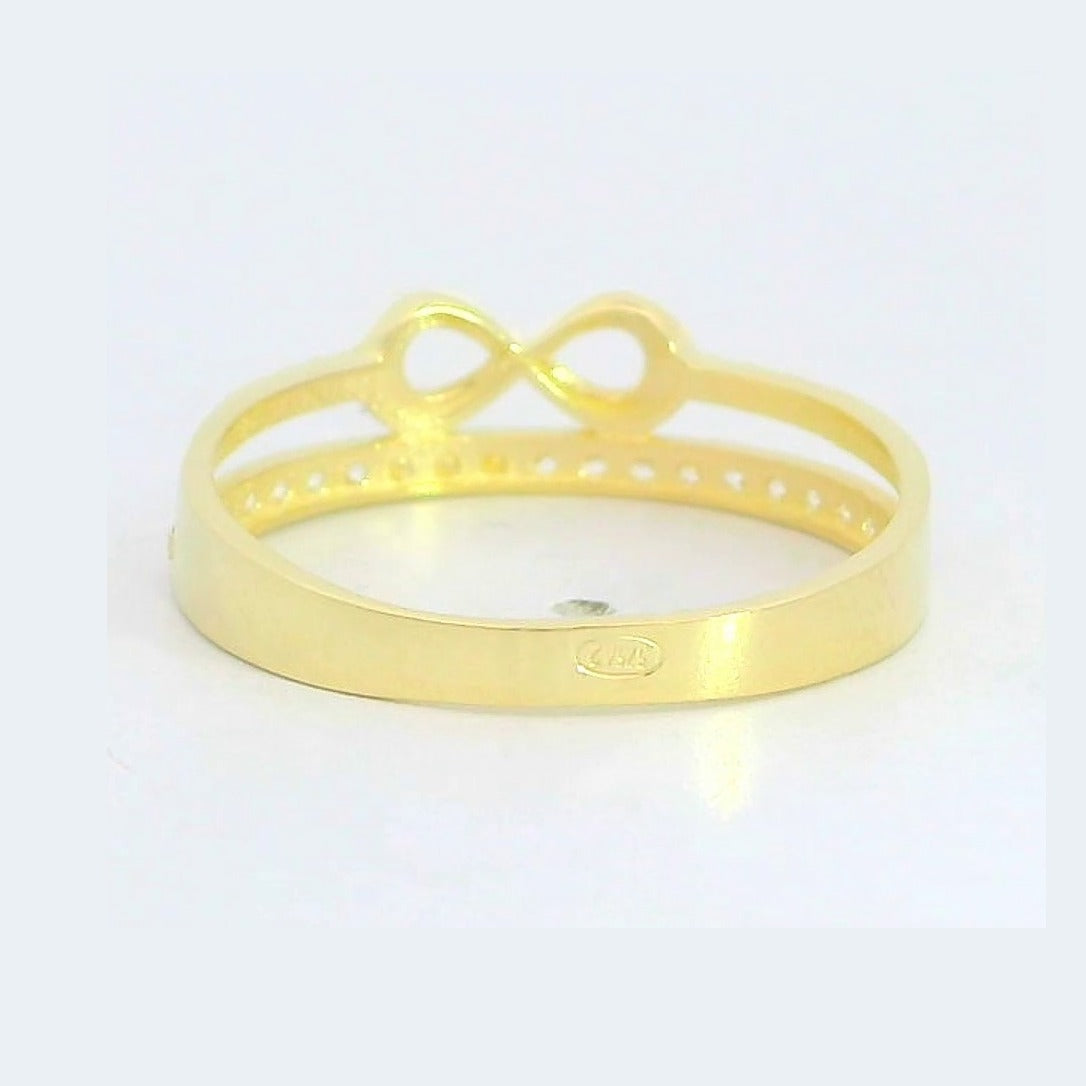 Anillo oro 18 quilates circonitas símbolo infinito - detalle del anillo