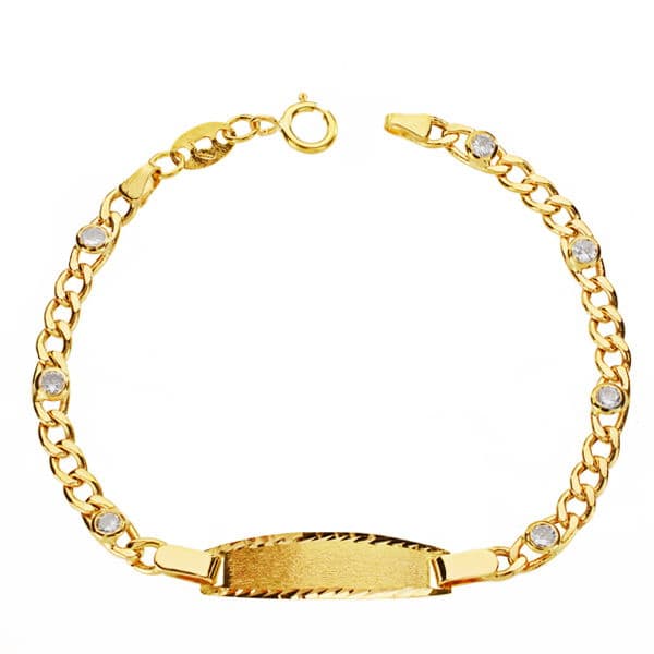 Pulsera esclava de oro 18k para bebé, eslabón cartier hueco, 13cm