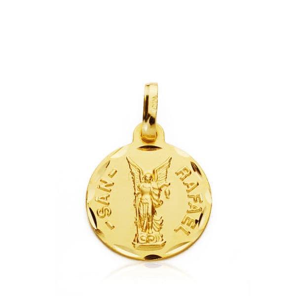 Medalla de San Rafael Arcángel en oro de 18 quilates, de 14 mm