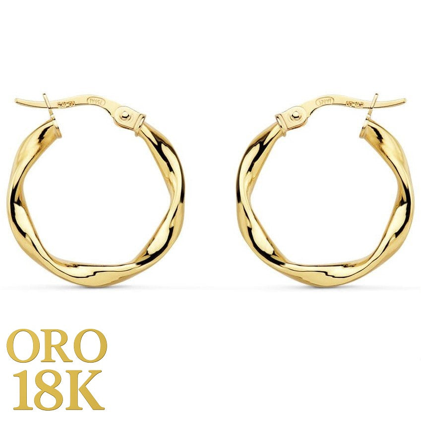 Aros de oro de primera ley 18k enroscados pequeño