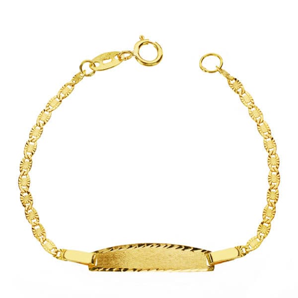 Pulsera de oro 18k para bebé, tallada con cierre de reasa, 12cm