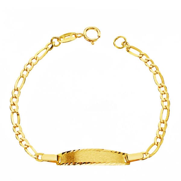 Pulsera esclava de oro 18k para bebé, eslabón cartier hueco, 12cm