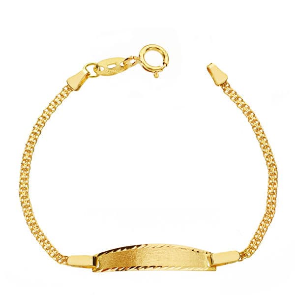 Pulsera esclava de oro de ley 18k con malla bismark