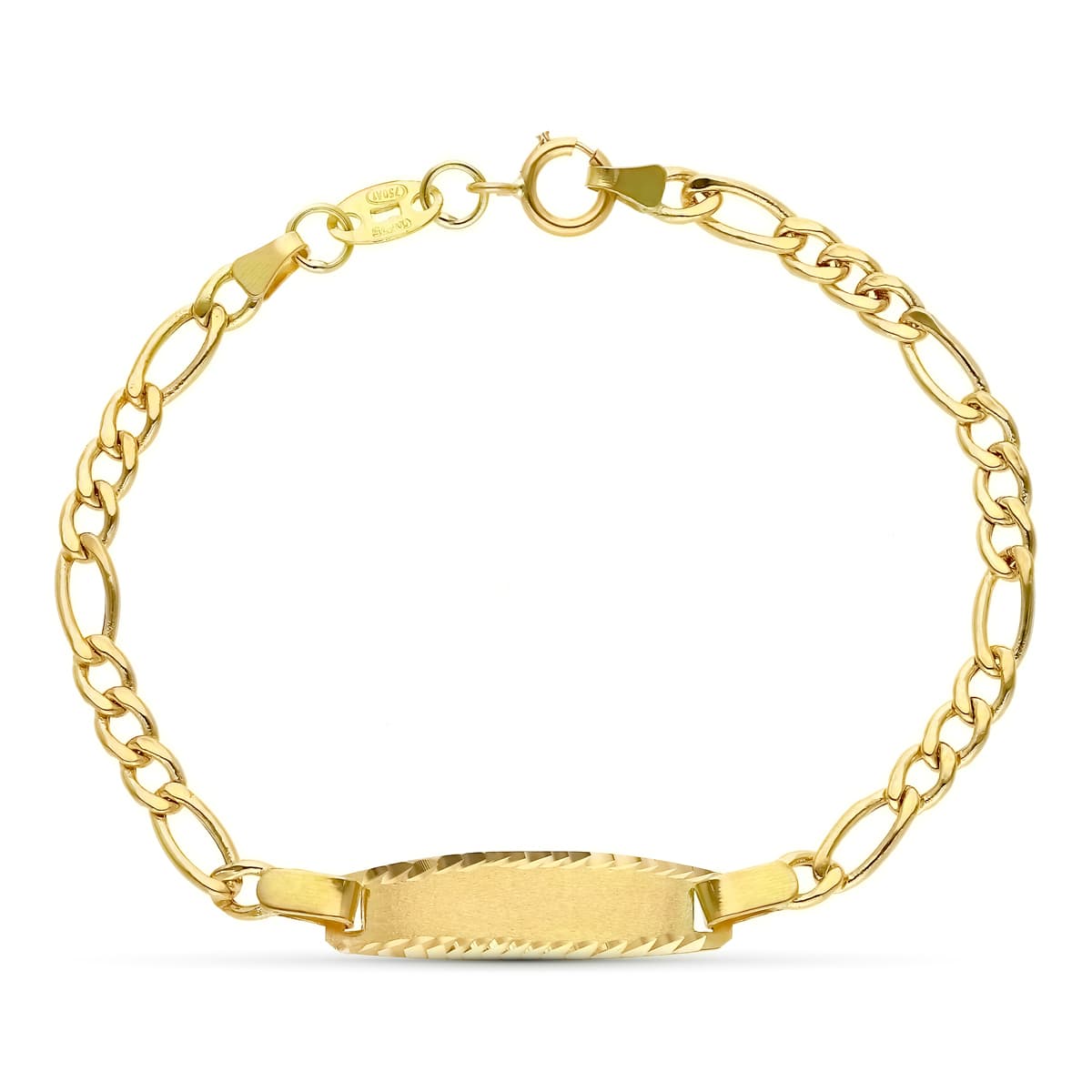Esclava de oro 18k para bebé, eslabón cartier 3x1, 13.5cm
