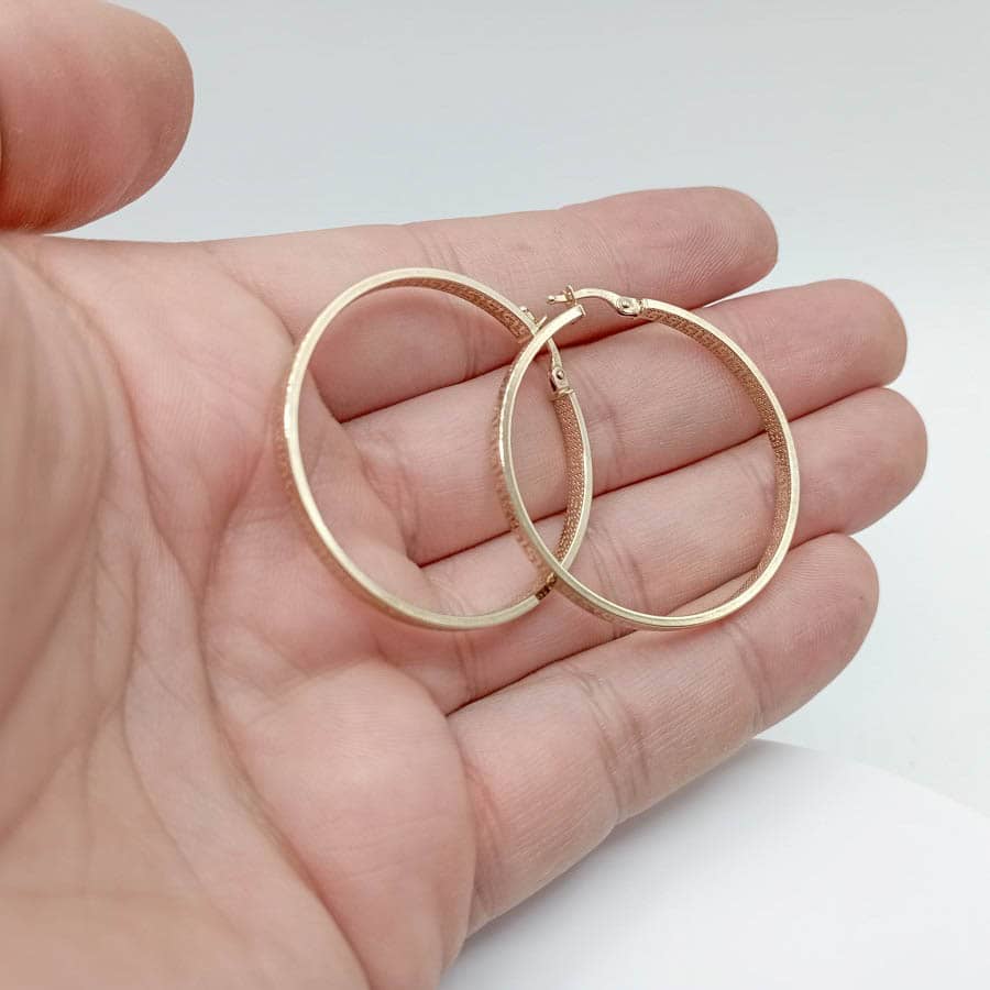 Oro 9k aros greca grandes mano