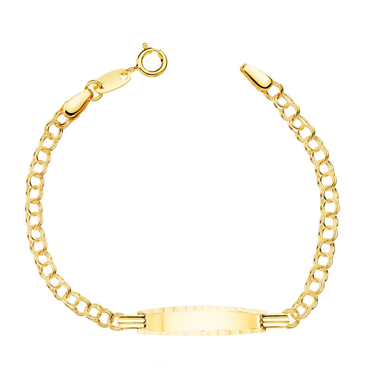 Esclava de oro 18k para bebé, eslabón húngaro con placa brillo tallada, 13cm