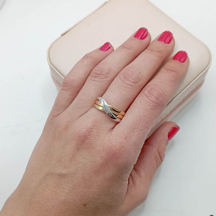 Oro 9k Anillo ancho plano mano