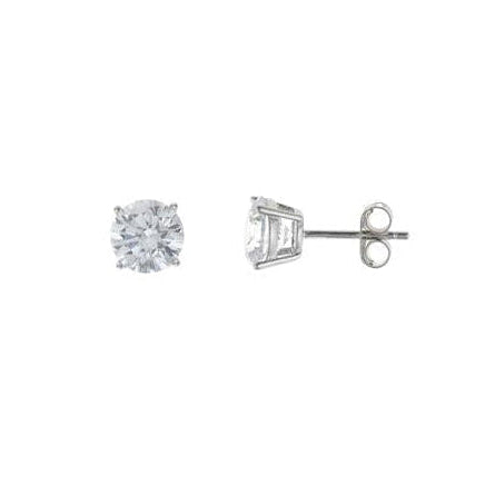 Par de pendientes punto de luz con circonita blanca de 7 mm en plata de ley 925 rodiada