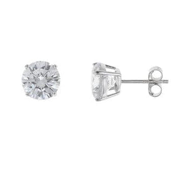 Par de pendientes punto de luz con circonita blanca de 8 mm en plata de ley 925 rodiada
