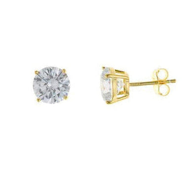 Par de pendientes punto de luz con circonita blanca de 8 mm en plata de ley 925 con baño de oro