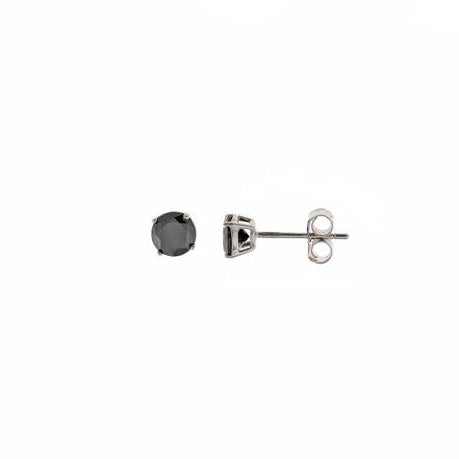 Par de pendientes punto de luz con circonita negra de 5 mm en plata de ley 925 rodiada