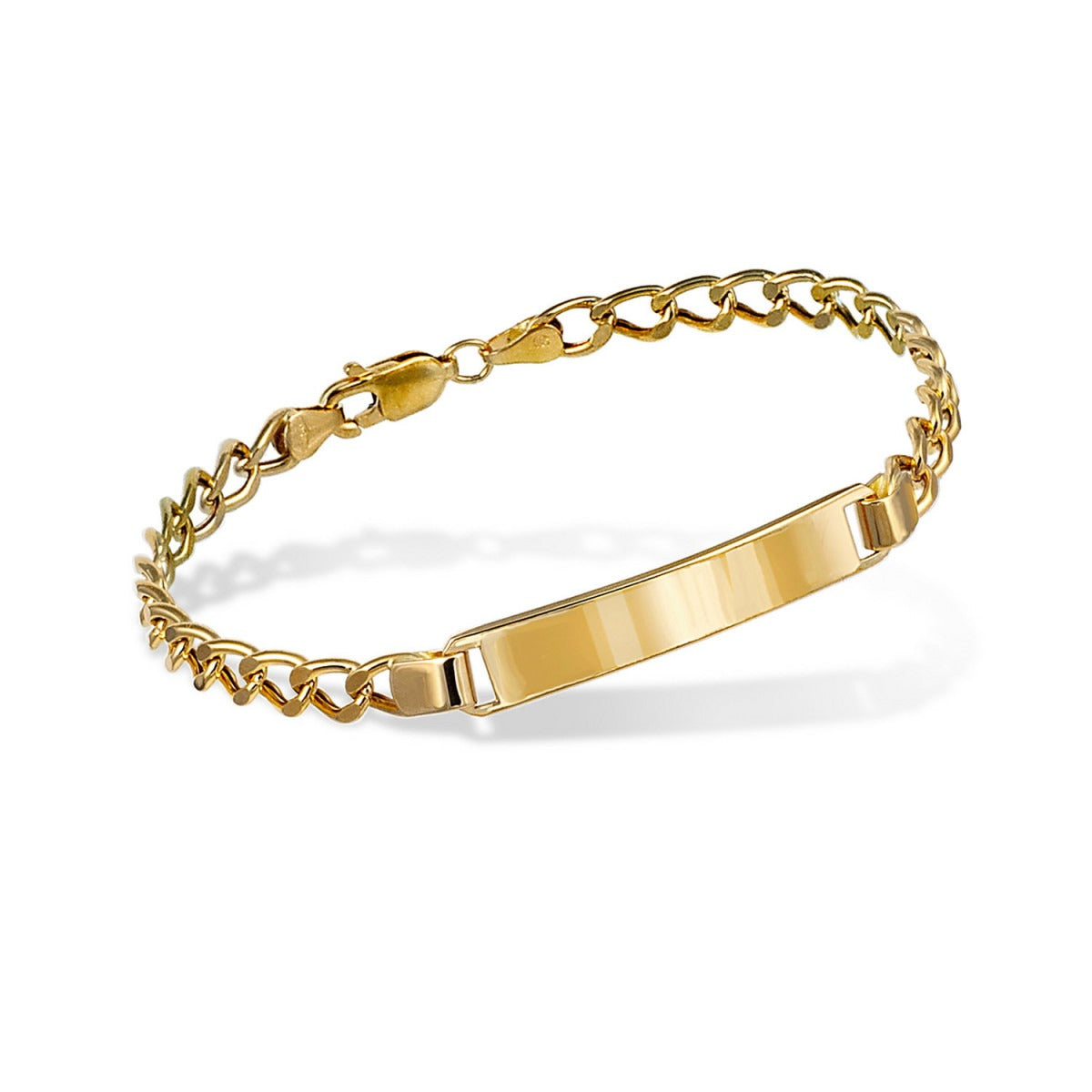 Pulsera mujer 18k oro hueca con placa 17,5cm