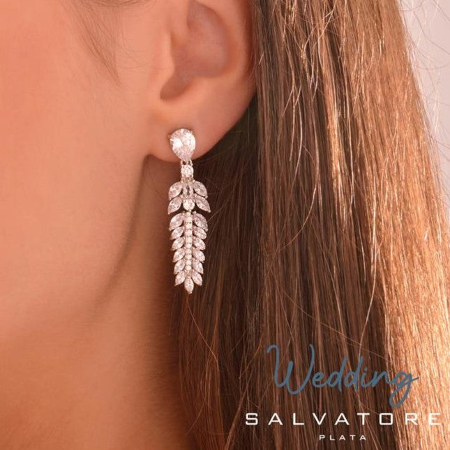 Pendientes largos de plata de ley con circonitas foto catalogo