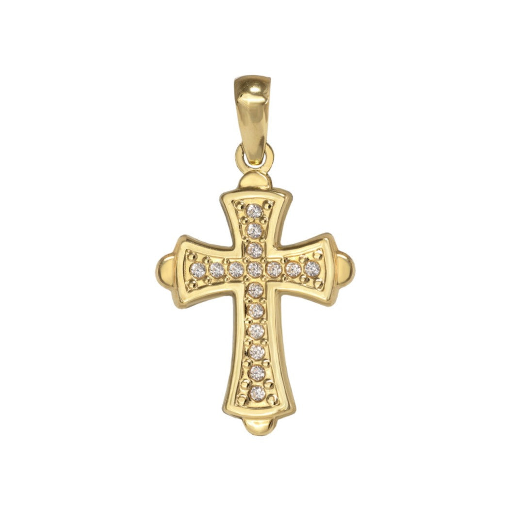 Cruz comunión oro 18k con circonitas 20x14mm