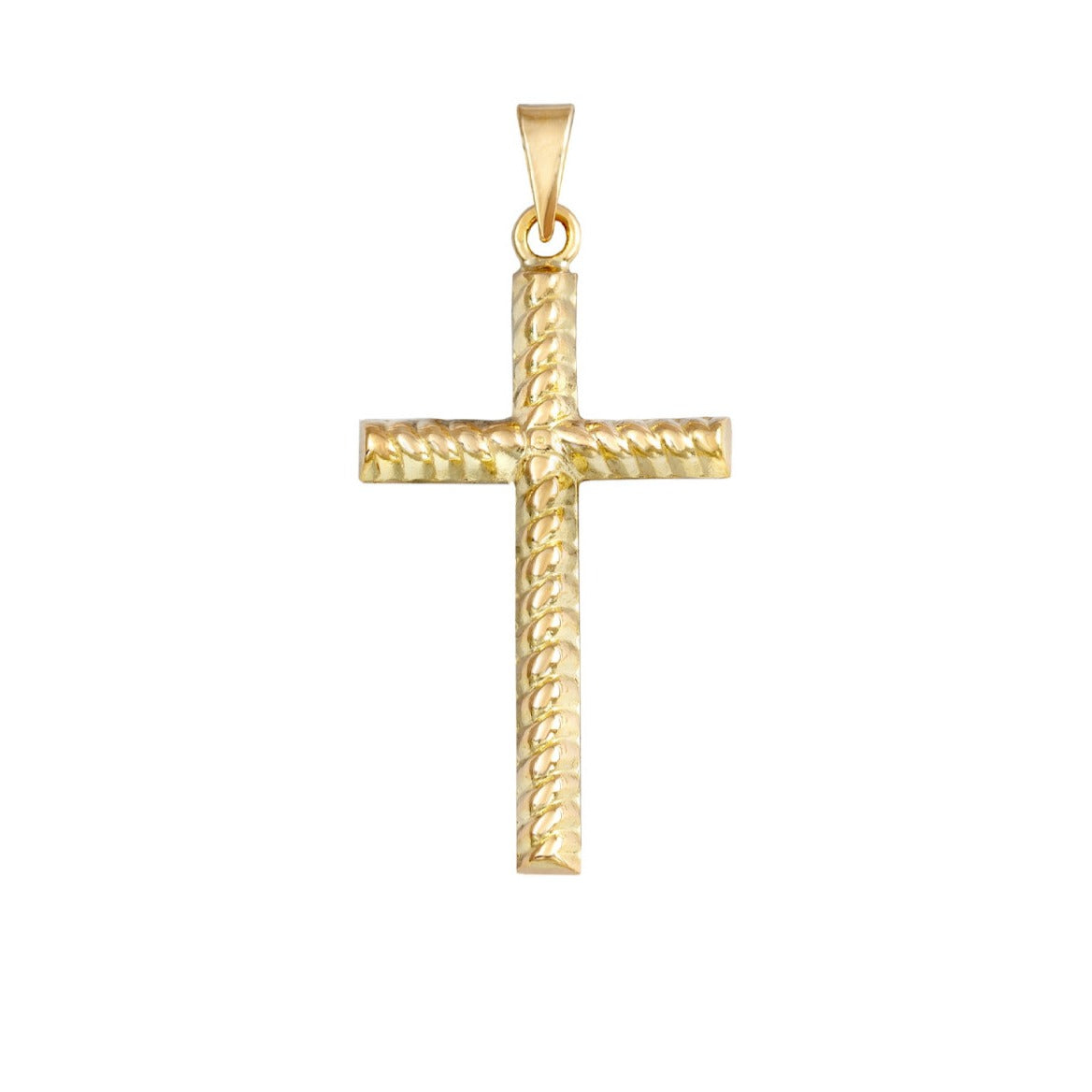 Cruz oro 18k comunión galloneada sin cristo 27x15mm