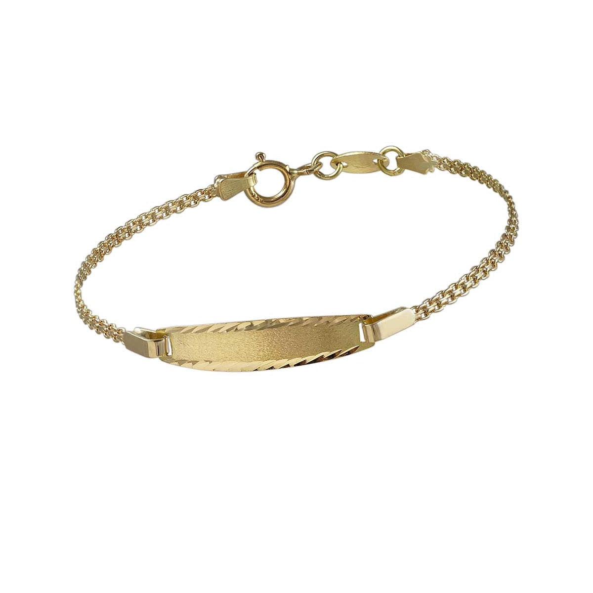 Pulsera oro 18k bebé bismark con placa 12,5cm