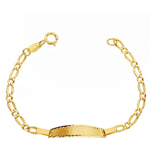Pulsera esclava de oro 18k para bebé, eslabón cartier, 12cm