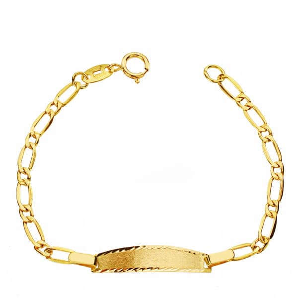 Pulsera esclava de oro 18k para bebé, primera postura, eslabón 1x1, 12cm