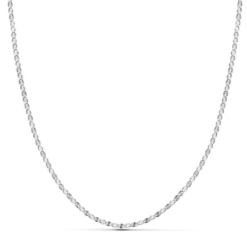 Cadena de oro blanco 18k maciza y diamantada de 1,5 mm y 45 cm