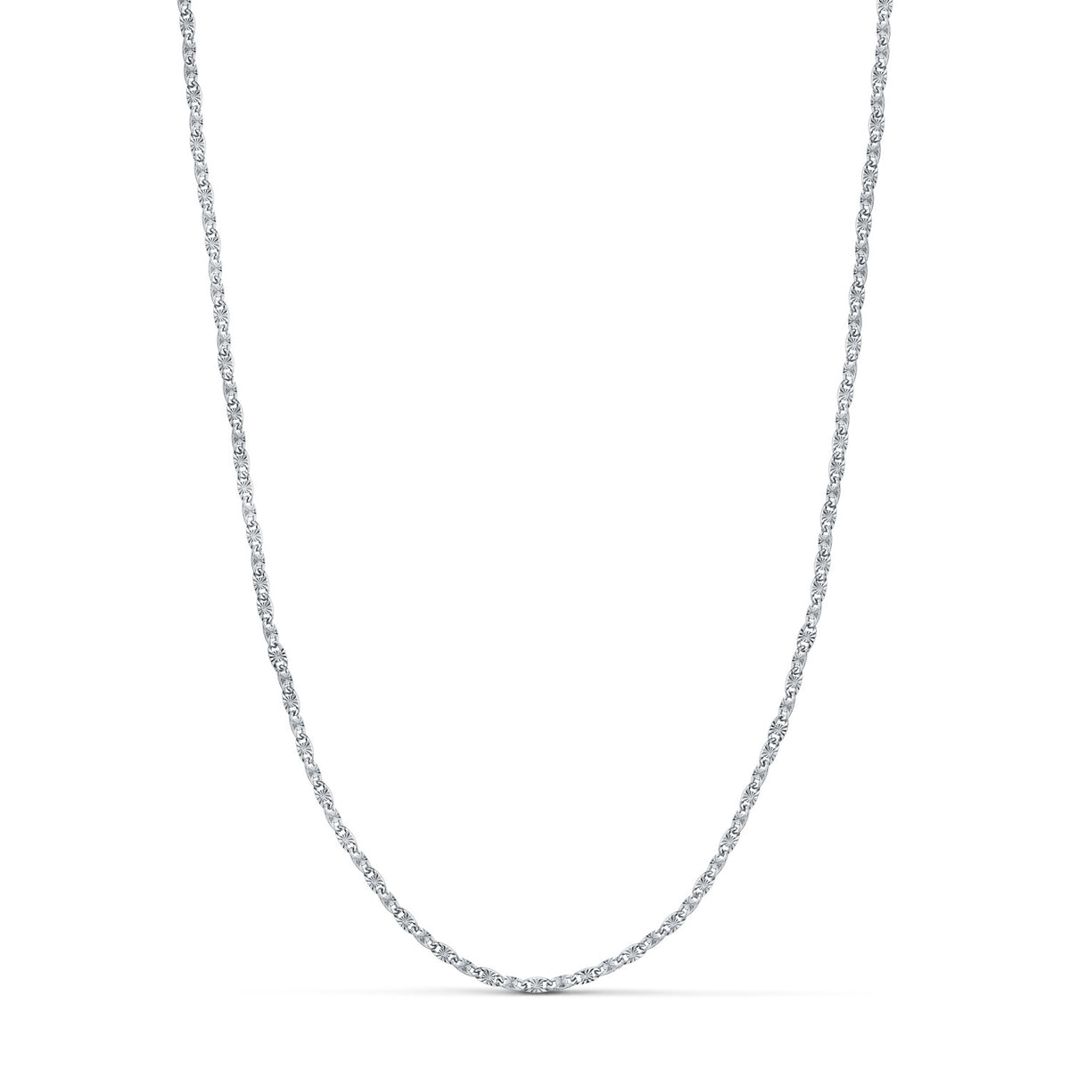 Cadena de oro blanco 18k de eslabón forzado macizo tallado de 1,8 mm