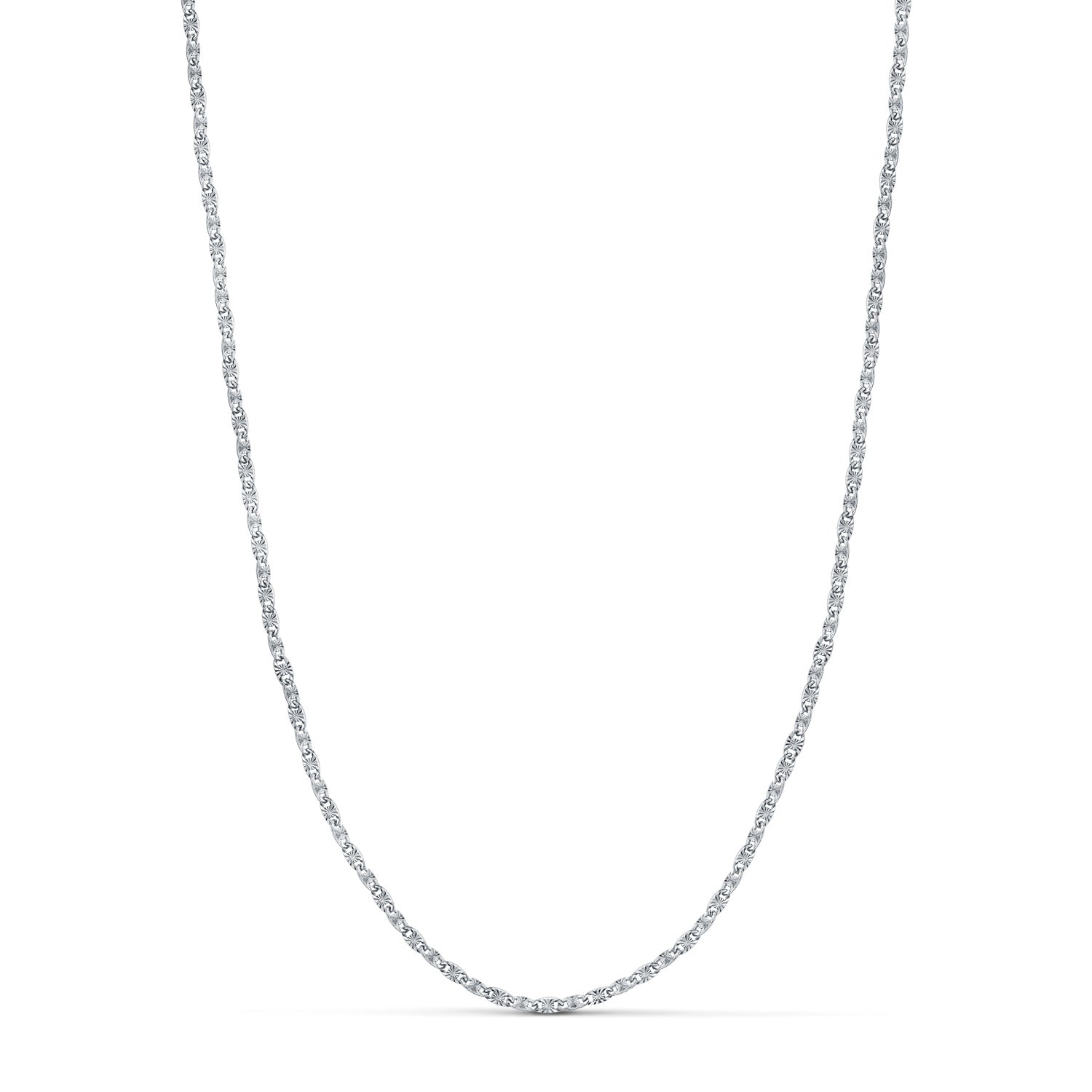 Cadena de oro blanco 18k de eslabón forzado macizo tallado de 1,8 mm