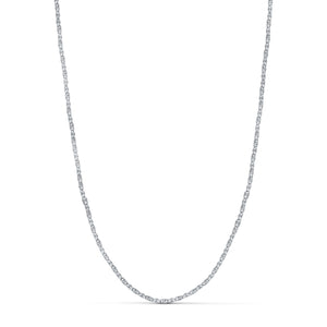 Cadena de oro blanco 18k de eslabón forzado macizo tallado de 1,8 mm