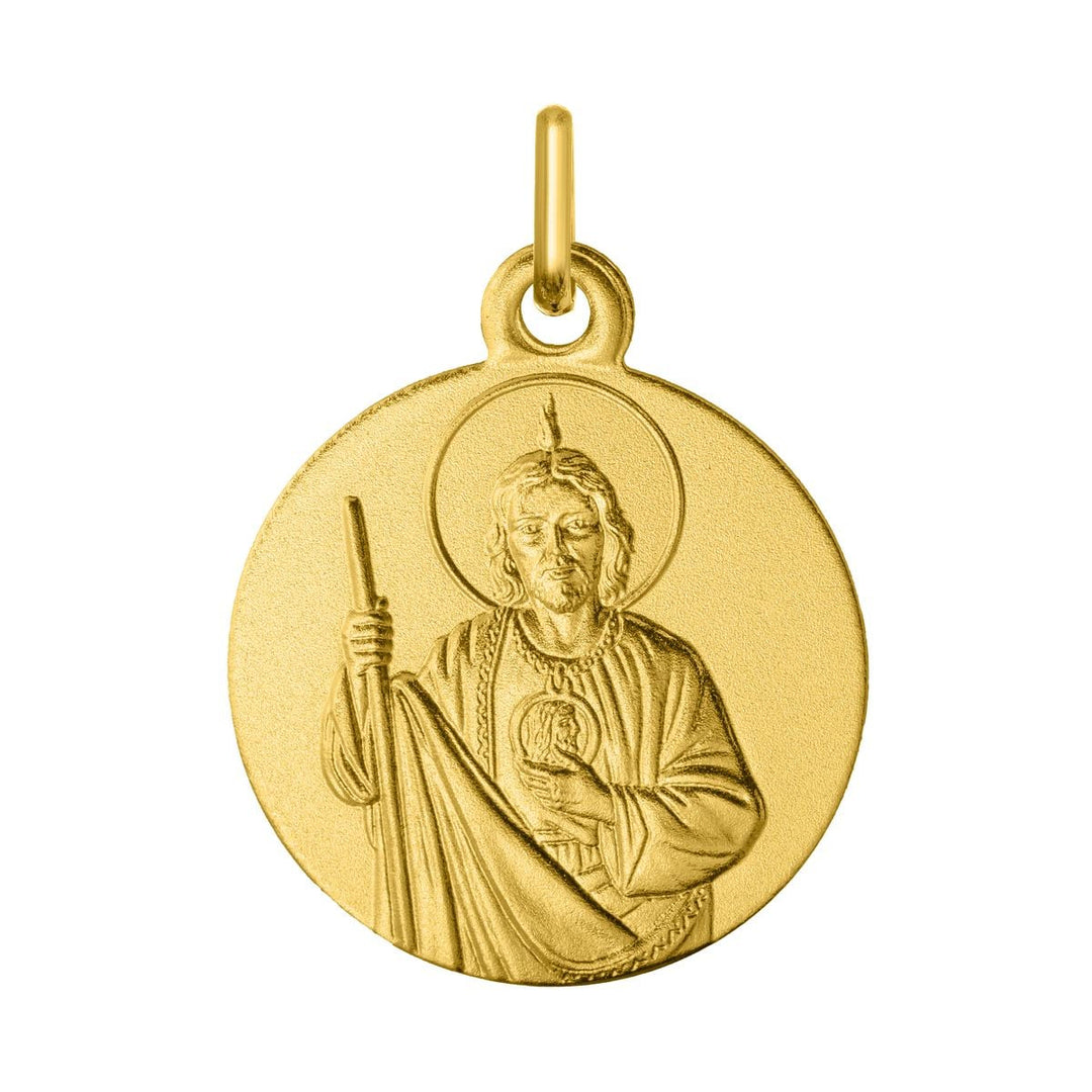 Medalla de San Judas Tadeo en oro amarillo de 18 quilates, de 18 mm